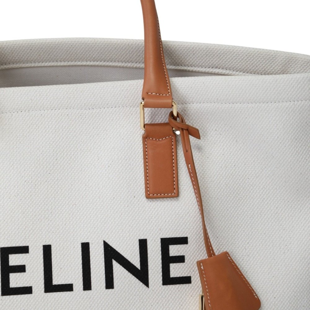 Celine Horizontal Cabas Canvas Tote Bag 190062BNZ White - Picture 12 of 16